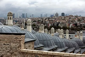 Skyscrapers at the business and financial districts are seen from the old city in Skyscrapers at the business and financial districts are seen from the old city in