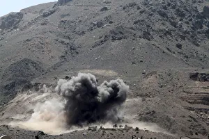 Smoke billows from a Noqum mountain after it was hit by an air strike in Yemens capital Smoke billows from a Noqum mountain after it was hit by an air strike in Yemens capital