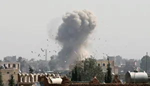 Smoke and debris rise from the site of a Saudi-led air strike in Sanaa Smoke and debris rise from the site of a Saudi-led air strike in Sanaa