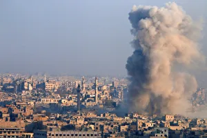 Smoke rises as seen from a rebel-held area of Aleppo Smoke rises as seen from a rebel-held area of Aleppo