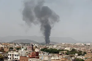 Smoke rises from a snack food factory after a Saudi-led air strike hit it in Sanaa Smoke rises from a snack food factory after a Saudi-led air strike hit it in Sanaa