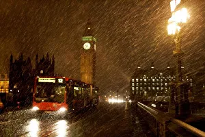 Snow falls over the Houses of Parliament in London Snow falls over the Houses of Parliament in London