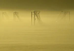 Soccer goal posts are seen in the autumn mist at Dukes Meadows in Chiswick, west London Soccer goal posts are seen in the autumn mist at Dukes Meadows in Chiswick, west London