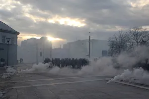 Special police forces stand in the centre of Kosovos capital Pristina after having used Special police forces stand in the centre of Kosovos capital Pristina after having used