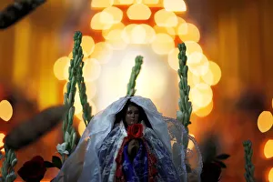 The statue of the virgin of Los Angeles known as Las Mariitas is seen after a The statue of the virgin of Los Angeles known as Las Mariitas is seen after a