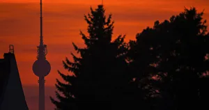 A television tower is pictured during sunset in Berlin A television tower is pictured during sunset in Berlin