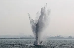 A training naval mine blasts during a military drill in Kaohsiungs Zuoying naval base A training naval mine blasts during a military drill in Kaohsiungs Zuoying naval base