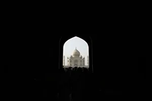 A view of the Taj Mahal from its entrance doors in Agra A view of the Taj Mahal from its entrance doors in Agra