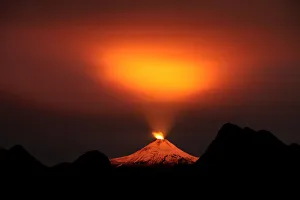 The Villarrica Volcano is seen at night in Pucon town The Villarrica Volcano is seen at night in Pucon town