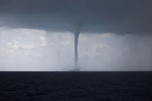 A waterspout is formed during a storm in the Mediterranean Sea A waterspout is formed during a storm in the Mediterranean Sea