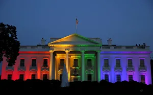 The White House is illuminated in rainbow colors after todays historic Supreme Court The White House is illuminated in rainbow colors after todays historic Supreme Court