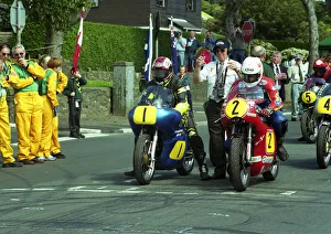 Colin Breeze (Summerfield Norton, 1) and Jason Griffiths (Molnar Manx) start the 2002 Senior Classic Manx Grand Prix Colin Breeze (Summerfield Norton, 1) and Jason Griffiths (Molnar Manx) start the 2002 Senior Classic Manx Grand Prix