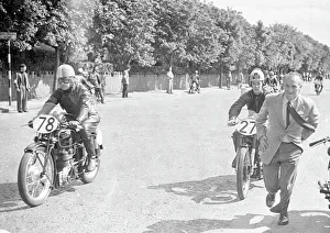 Les Harris (Velocette) and Reg Armstrong (AJS) 1949 Junior TT Les Harris (Velocette) and Reg Armstrong (AJS) 1949 Junior TT