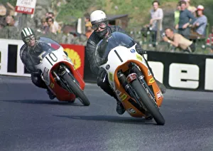 Malcolm Uphill leads team mate Brian Steenson (BSA) 1970 Production TT Malcolm Uphill leads team mate Brian Steenson (BSA) 1970 Production TT