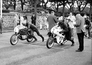 Thomas Irvine (Aermacchi) and Jan Strijbis (Honda) 1966 Lightweight Manx Grand Prix Thomas Irvine (Aermacchi) and Jan Strijbis (Honda) 1966 Lightweight Manx Grand Prix