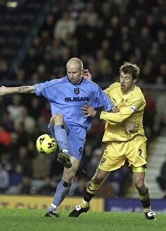 Images Dated 1st December 2001: A Battle of Division One: Lee Hughes vs Kenny Cunningham (Coventry City vs Wimbledon, 01-12-2001)