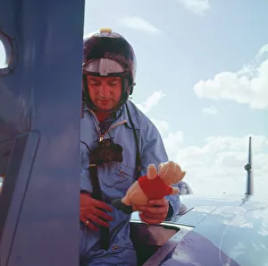 Donald Campbell with Bluebird CN 7 at Lake Eyre with Mr Woppit mascot 1963 Donald Campbell with Bluebird CN 7 at Lake Eyre with Mr Woppit mascot 1963