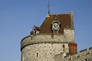 Berkshire England Landmarks Prints: Castle tower with clock, Curfew Tower