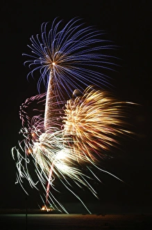 Fireworks Display Print over Morecambe Bay at Night