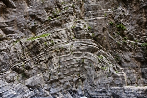 Limestone Cliffs Prints: Folded strata in high limestone cliffs