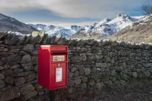 Lake District National Park Images Prints: Royal Mail postbox beside drystone wall