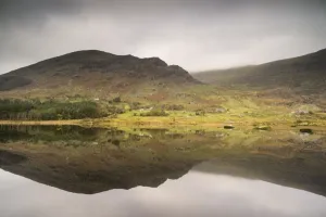 County Kerry Scenery Prints: Trees and mountains reflected in lake