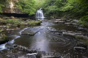 North Yorkshire Countryside Prints: View of waterfall and river, Cauldron Falls