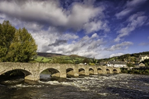 Crickhowell Bridge Print, River Usk Scene