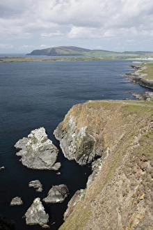 European Rocky Coastlines Prints: View of coastline with sea stack and cliffs