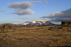 Icelandic Wilderness Landscapes Prints: View of distant mountain in evening sunlight