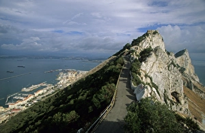 Rock Of Gibraltar Images Prints: View of monolithic limestone promontory, Rock of Gibraltar, Gibraltar