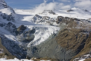 Valais Switzerland Scenery Prints: View of mountain valley side-glacier