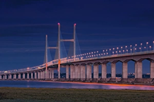 Print of Second Severn Crossing at twilight, Monmouthshire, Wales