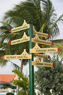 ABC Islands - ARUBA - Eagle Beach: Signpost in Low Rise Resort Area ABC Islands - ARUBA - Eagle Beach: Signpost in Low Rise Resort Area