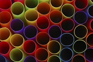 Multicolored Drinking Straws Prints: Abstract of ends of multicolored drinking straws