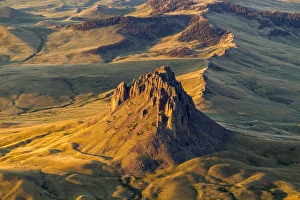 Aerial of Birdtail Butte in Cascade County, Montana, USA Aerial of Birdtail Butte in Cascade County, Montana, USA