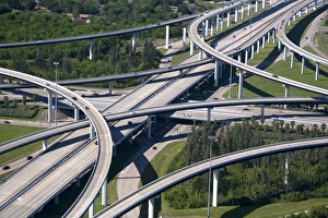 Aerial view of the freeway interchange of Interstate 45 Aerial view of the freeway interchange of Interstate 45