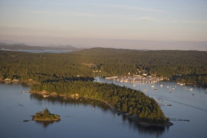 Aerial view of Roche Harbor on San Juan Island in the evening light, Washington State Aerial view of Roche Harbor on San Juan Island in the evening light, Washington State