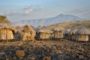 Africa, Ethiopia, Omo River Valley, Mago National Park, Mursi Tribe, Belle village Africa, Ethiopia, Omo River Valley, Mago National Park, Mursi Tribe, Belle village