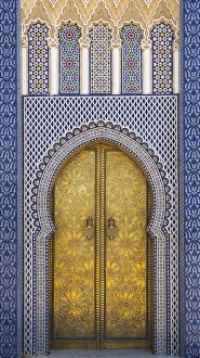 Africa, Morocco, Fes. Detail of the Kings Palace ornate doors Africa, Morocco, Fes. Detail of the Kings Palace ornate doors