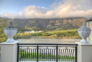 Africa, South Africa, Franschhoek. View from L'Ermitage Hotel balcony. Credit as Africa, South Africa, Franschhoek. View from L'Ermitage Hotel balcony. Credit as