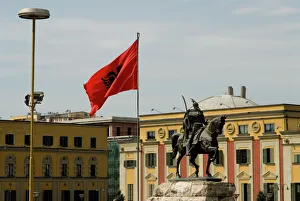 Albania, Tirana, Skanderbeg square, buildings in Italian Fascist style Albania, Tirana, Skanderbeg square, buildings in Italian Fascist style