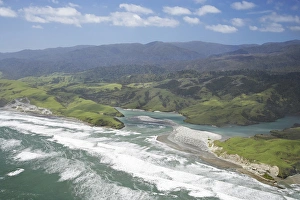Anaweka River Mouth, NW Nelson Region, South Island, New Zealand - aerial Anaweka River Mouth, NW Nelson Region, South Island, New Zealand - aerial