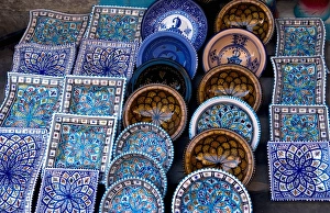 Artwork plates for sale in Medina area of Tunis in Tunisia of Northern Africa Artwork plates for sale in Medina area of Tunis in Tunisia of Northern Africa