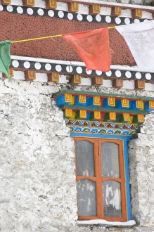 Arunachal Pradesh, northeast India, decorative window in Bangajung Gonpa Buddhist Arunachal Pradesh, northeast India, decorative window in Bangajung Gonpa Buddhist