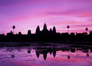Asia, Cambodia, Siem Reap, Angkor Wat (b. 12th century). View of temple at dawn Asia, Cambodia, Siem Reap, Angkor Wat (b. 12th century). View of temple at dawn