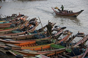 Asia, Myanmar, Yangon. Boat transportation in Yangon Asia, Myanmar, Yangon. Boat transportation in Yangon