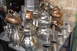 Asia, Turkey, Gaziantep. Medina, Copper souk (copper Turkish coffee making pots) Asia, Turkey, Gaziantep. Medina, Copper souk (copper Turkish coffee making pots)