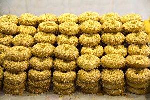 Asia, Turkey, Gaziantep. Simit bakery. Turkish sesame bread, often referred to as a aTurkish bagela Asia, Turkey, Gaziantep. Simit bakery. Turkish sesame bread, often referred to as a aTurkish bagela