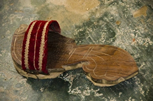 Auniati Satra, Majuli Island, Assam State, northeast India, one traditional Indian sandal Auniati Satra, Majuli Island, Assam State, northeast India, one traditional Indian sandal